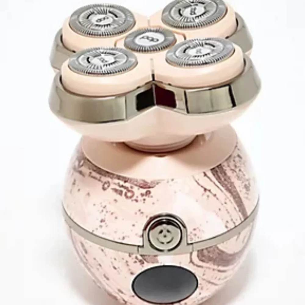 Rotating 5-Head Electric Facial Razor in Marble Pink